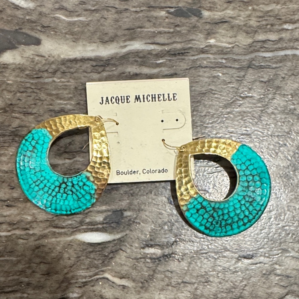 Gold and Turquoise Hoop Earrings